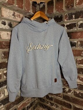 München Sechzig 1860 Lion Embroidery Heather blue Cowl Neck Pullover Hoodie